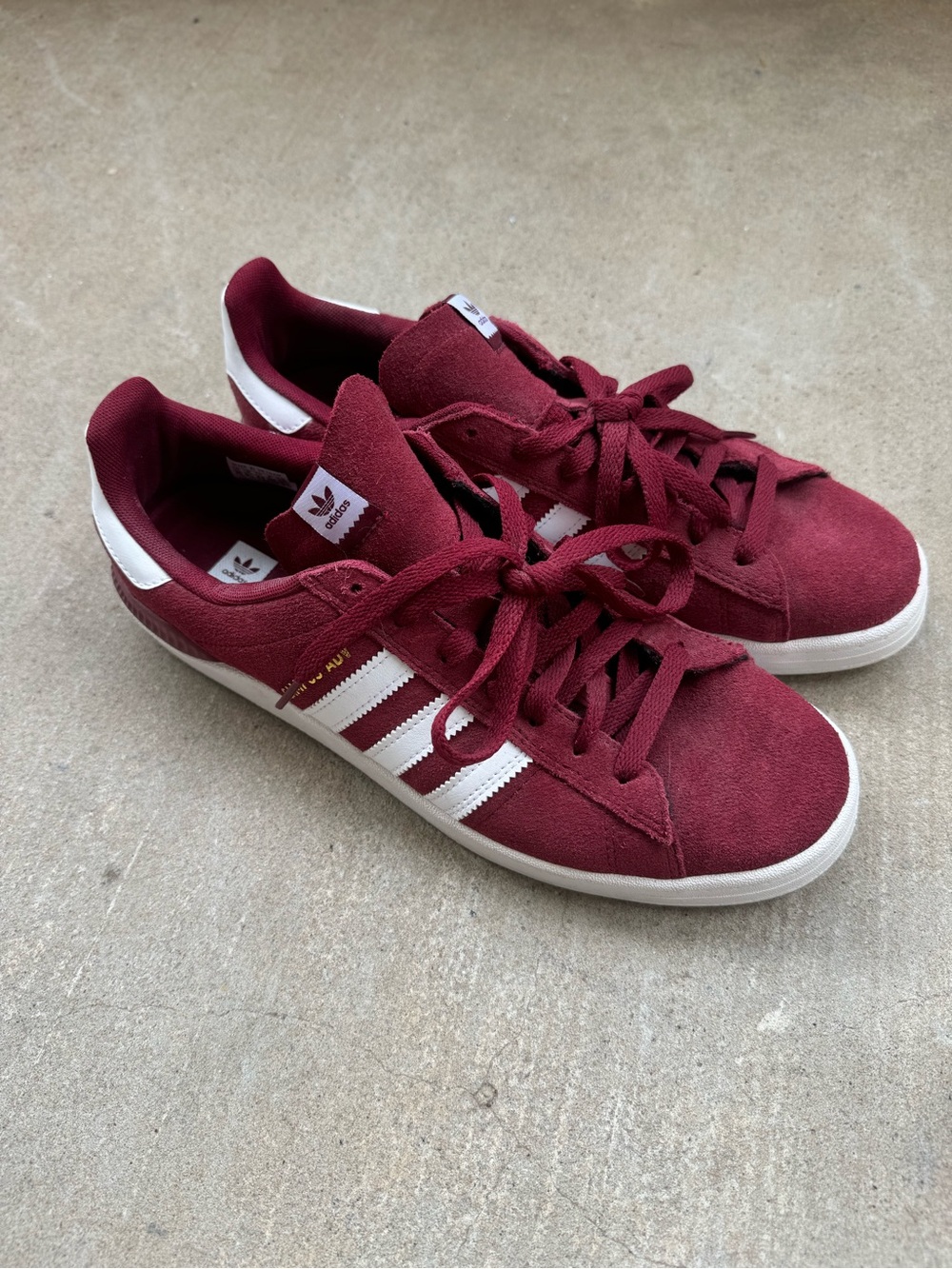 Adidas Campus Adv Suede Sneaker Burgundy/White Size 10